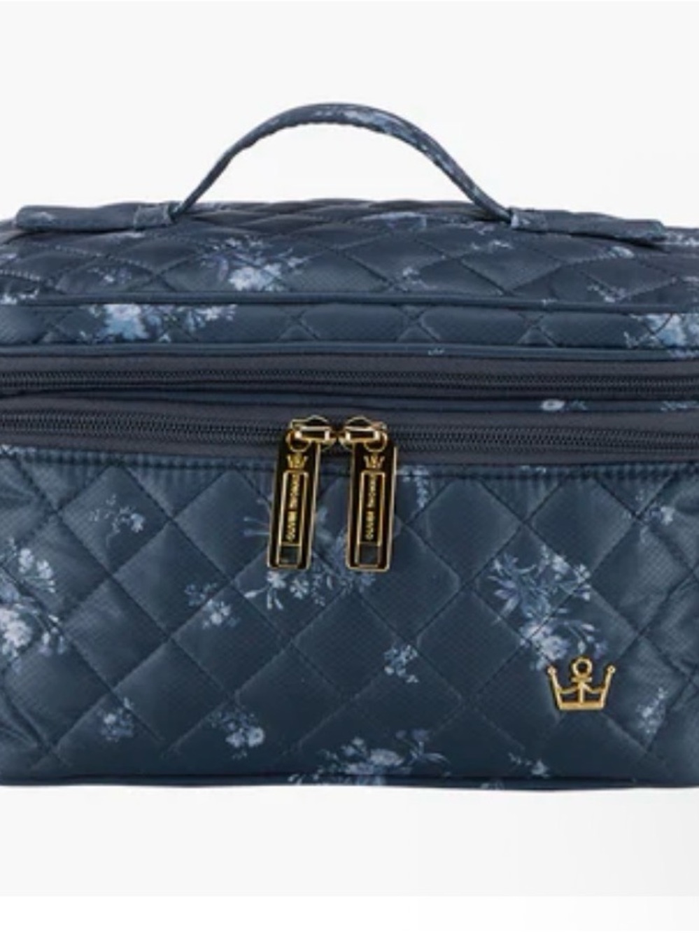 NWT Oliver Thomas Lot-Tote Duffle Trainwreck & Cosmetic Case Denim Navy Floral - Picture 5 of 10